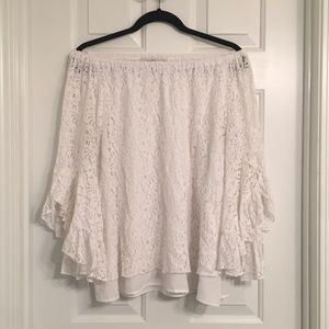 White Lace Off the Shoulders Blouse